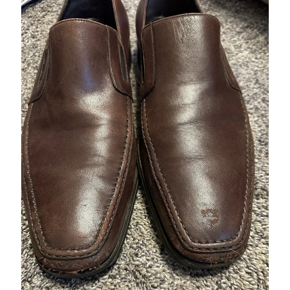 Bruno Magli Raging Leather SlipOn Loafer Shoes Sz 11.5 Brown Italy
